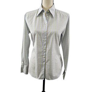 Talbots Petites Women’s Blue Plaid Cotton Long Sleeve Button Up Shirt Size 6